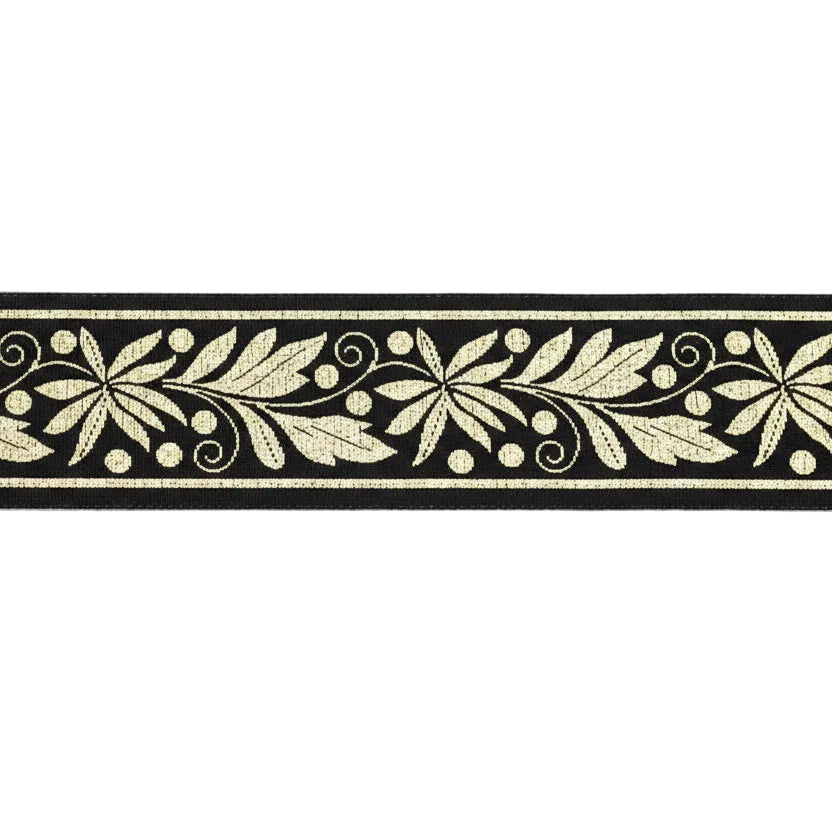 Zierband schwarz mit Lurex gold | 32mm | per Meter
