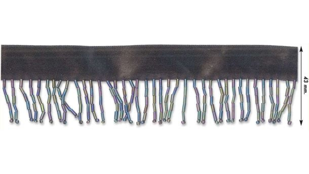 Satijnband met franje van kraaltjes 43mm - 10 meter rol