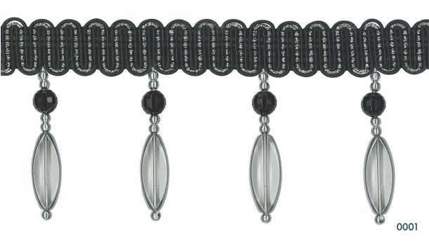 Sierband met versieringen van acryl 75mm - 10 meter rol