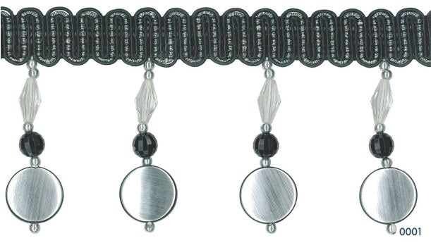 Sierband met versieringen van acryl 75mm - 10 meter rol