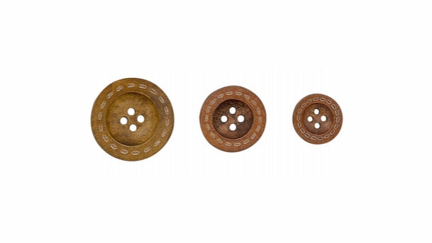4 gaats houten knoop - 15mm/20mm/26mm