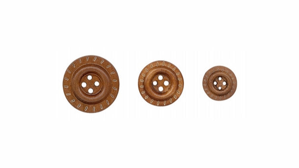 4 gaats houten knoop - 15mm/20mm/26mm