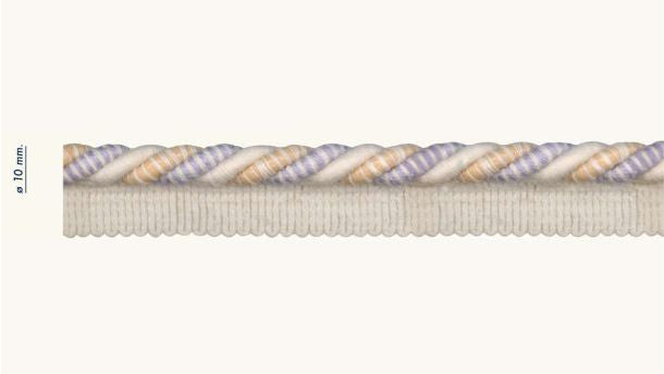 Gedraaid koord10 + band 10mm Stof: Nylon, Katoen en Acryl, verpakt per 25 meter
