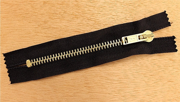 Metalen rits goud kleurig tanden- 12cm t/m 80cm
