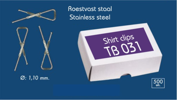 Shirtclips roestvast staal - 500 stuks