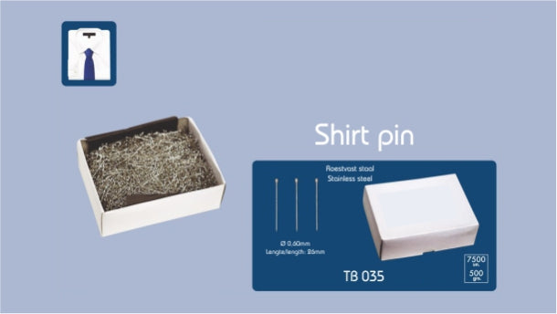 Shirt spelden - Ø 0.6mm lengte 25mm - 7500 stuks