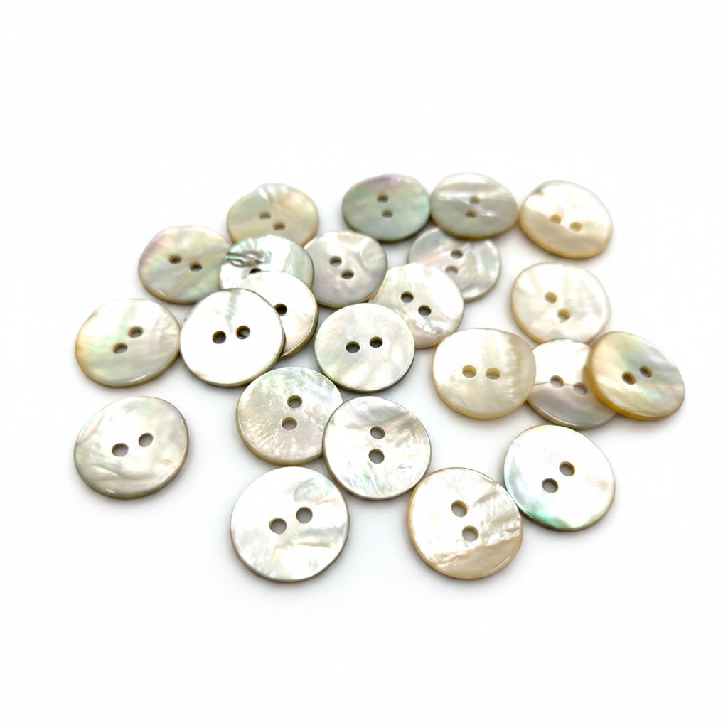 Agoya Muschelknopf 2-Loch | 9mm bis 26mm | Natur