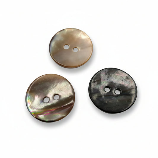 2-gaats Schelpknoop | Mosselbruin | 13mm, 20mm en 23mm | Per 100 stuks