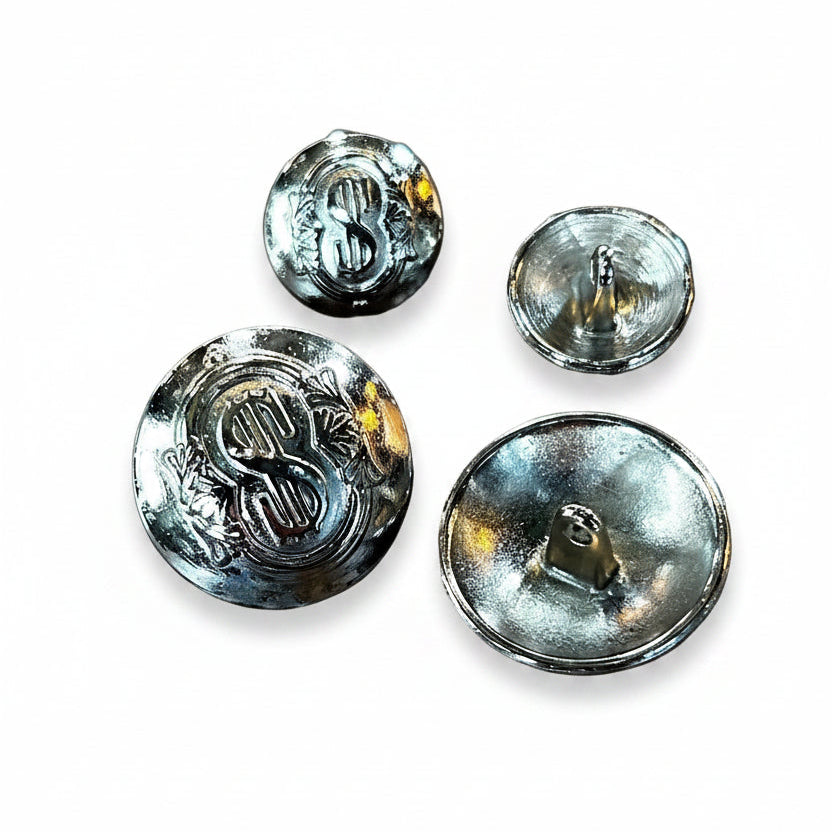 Zamak Knoop met Achtersteek | Dollar Logo | Zilver | 15mm & 23mm