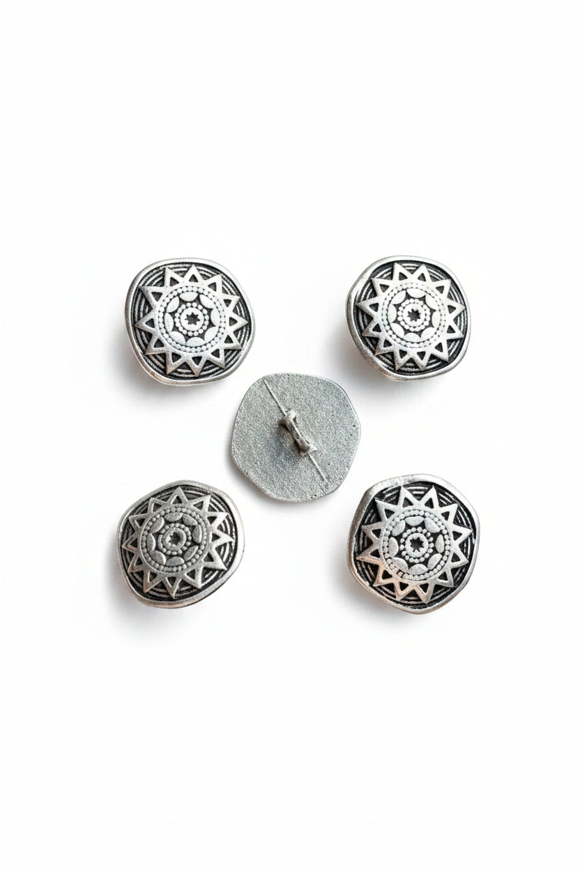 Zamak knoop met achtersteek 23mm - Oud Zilver