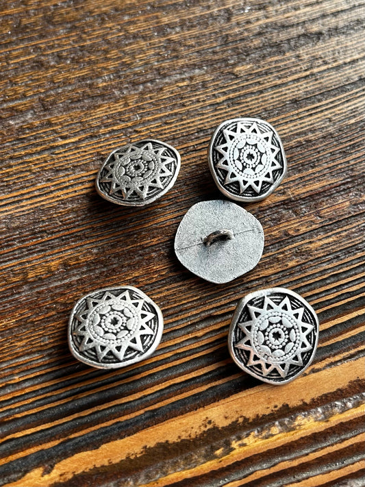 Zamak knoop met achtersteek 23mm Kleur Oud Nikkel