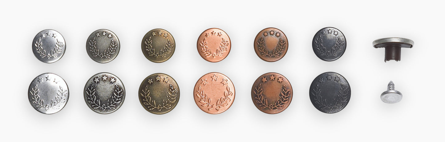 Brass Jeansknoop met Nagel | 14mm & 17mm