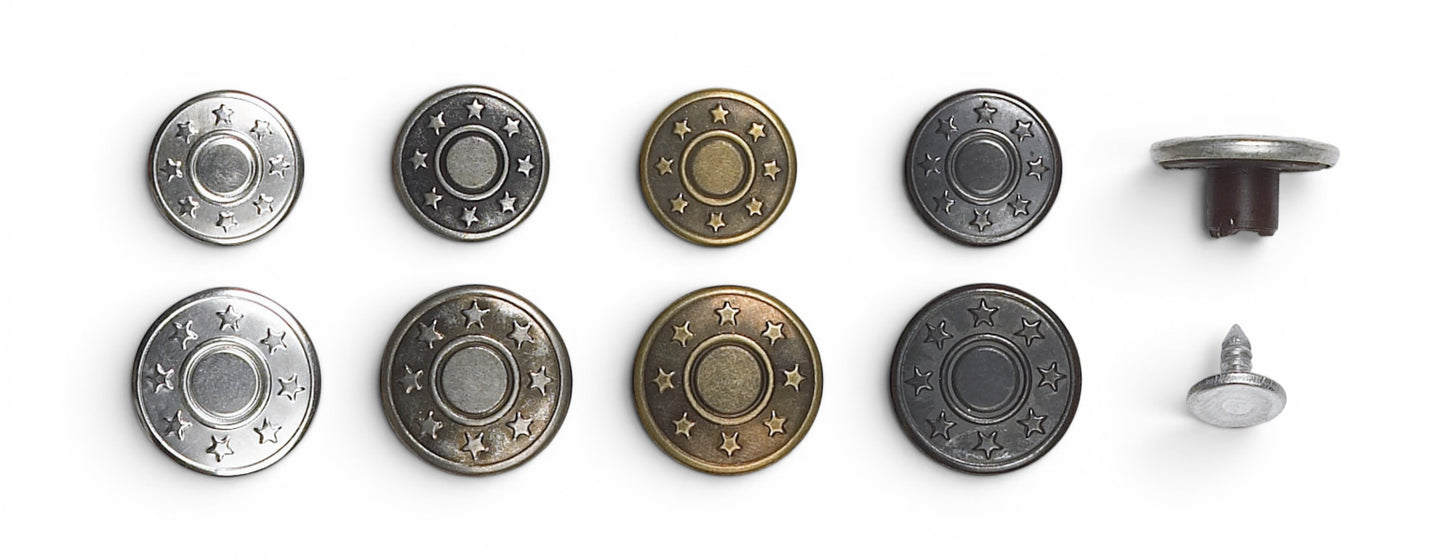 Brass Jeansknoop met Nagel | 14mm & 17mm | Per 100 stuks