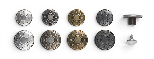Brass Jeansknoop met Nagel | 14mm & 17mm | Per 100 stuks