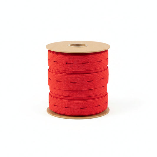 Rood knoopsgaten elastiek per 70 meter