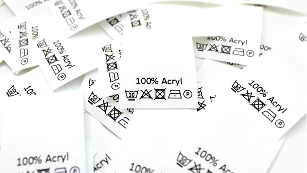Carelabel: 100% acryl verpakt per 100 stuks