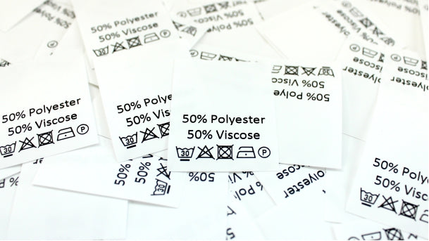 Carelabel 50%polyester 50%viscose verpakt per 100 stuks