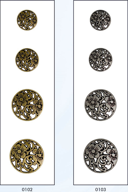 Metalen knoop met achtersteek