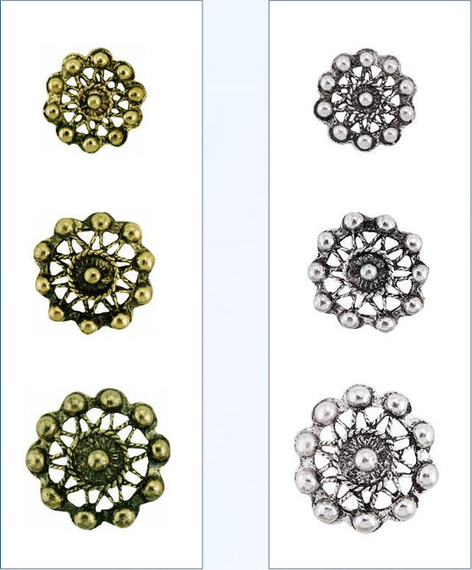 Metalen knoop met achtersteek