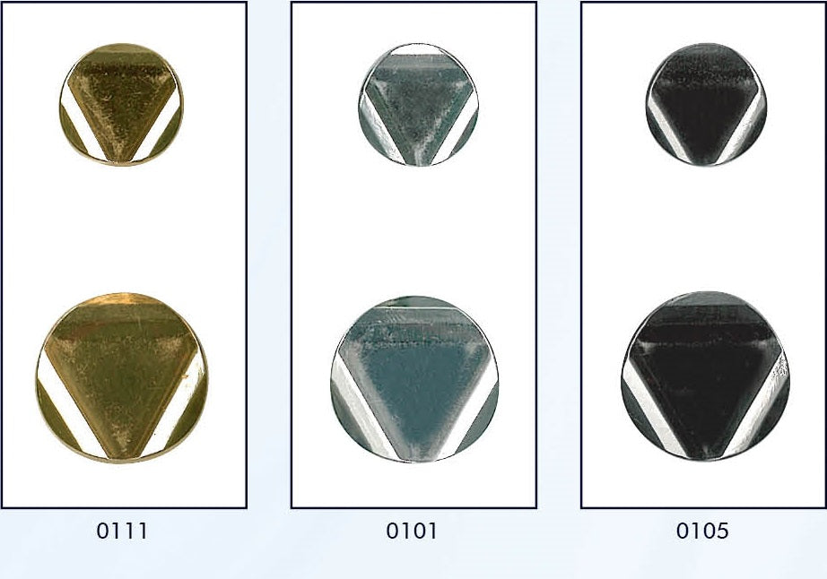 Metalen knoop met achtersteek in verschillende kleuren en maten