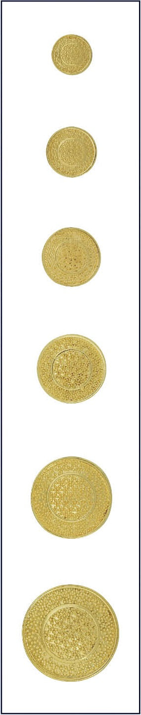 Metalen knoop met achtersteek in verschillende kleuren en maten