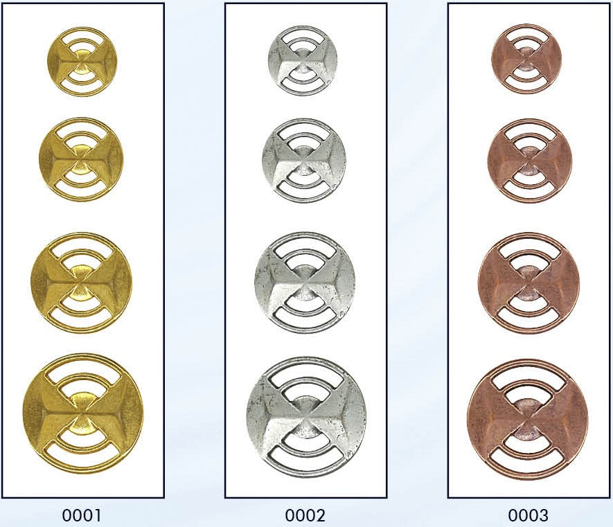 Metalen 2-gaats knoop in verschillende kleuren en maten