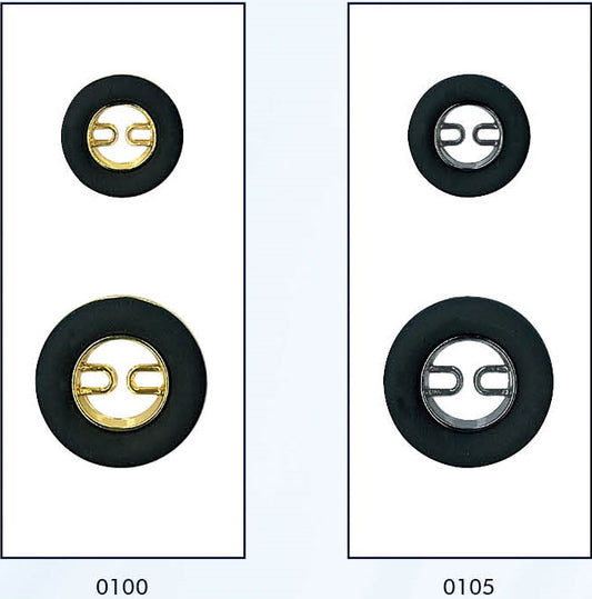 Metalen 2-gaats knoop met rubber - Gold-Black & Gun-Black - 18mm & 23mm