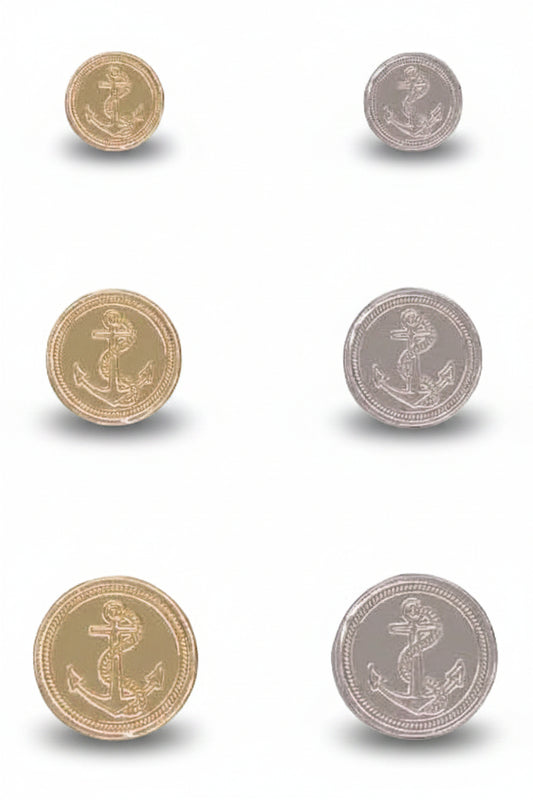 Metalen knoop met achtersteek | 11,5mm / 15mm / 18mm | Gold & Silver | per 50 st.