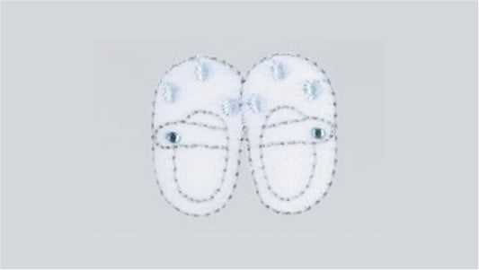 Strijkapplicatie babyschoentjes blauw