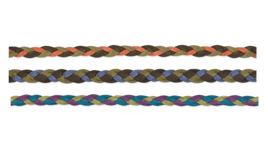 Multicolor suede koord 10mm. Verpakt per 15 meter.