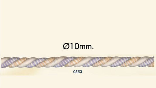 Gedraaid koord 10mm stof: Nylon, Katoen en Acryl. Verpakt per 25 meter