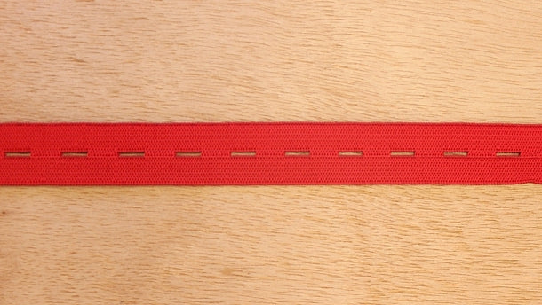 Rood knoopsgaten elastiek per 70 meter